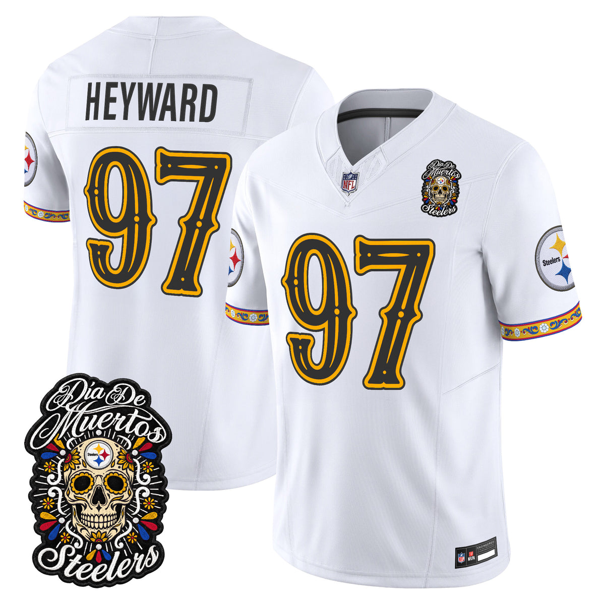 Pittsburgh Steelers Día de los Muertos Vapor Limited Jersey - Stitched