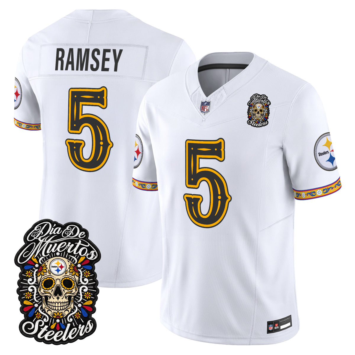  Pittsburgh Steelers Día de los Muertos Vapor Limited Jersey - Stitched