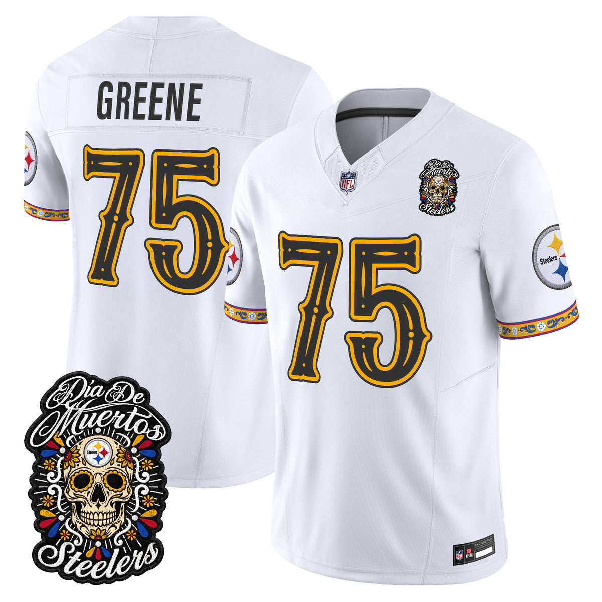  Pittsburgh Steelers Día de los Muertos Vapor Limited Jersey - Stitched