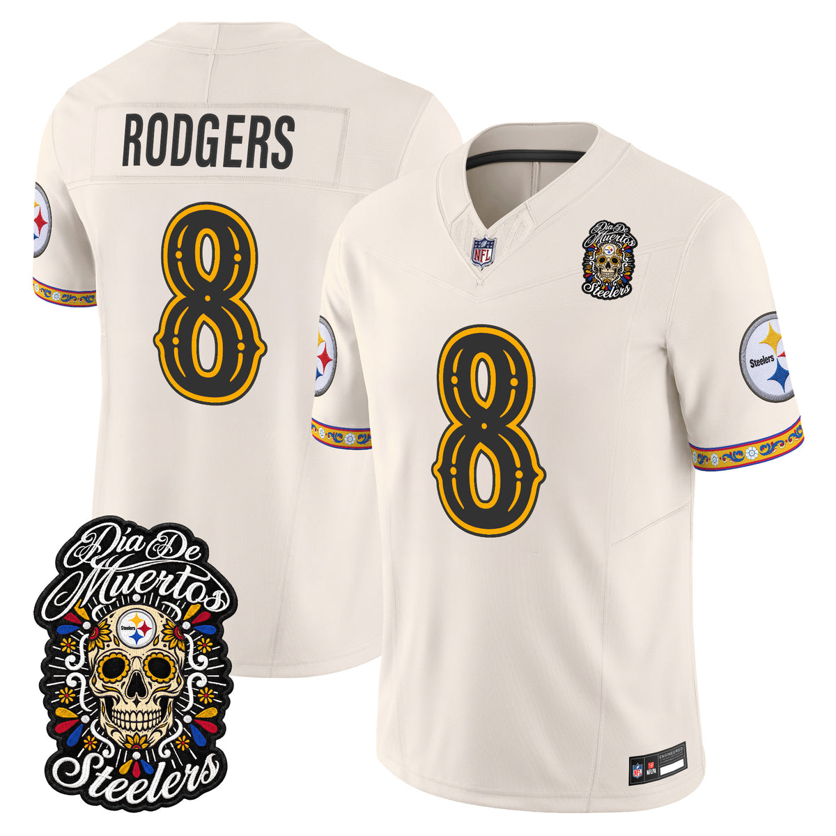  Pittsburgh Steelers Día de los Muertos Vapor Limited Jersey - Stitched