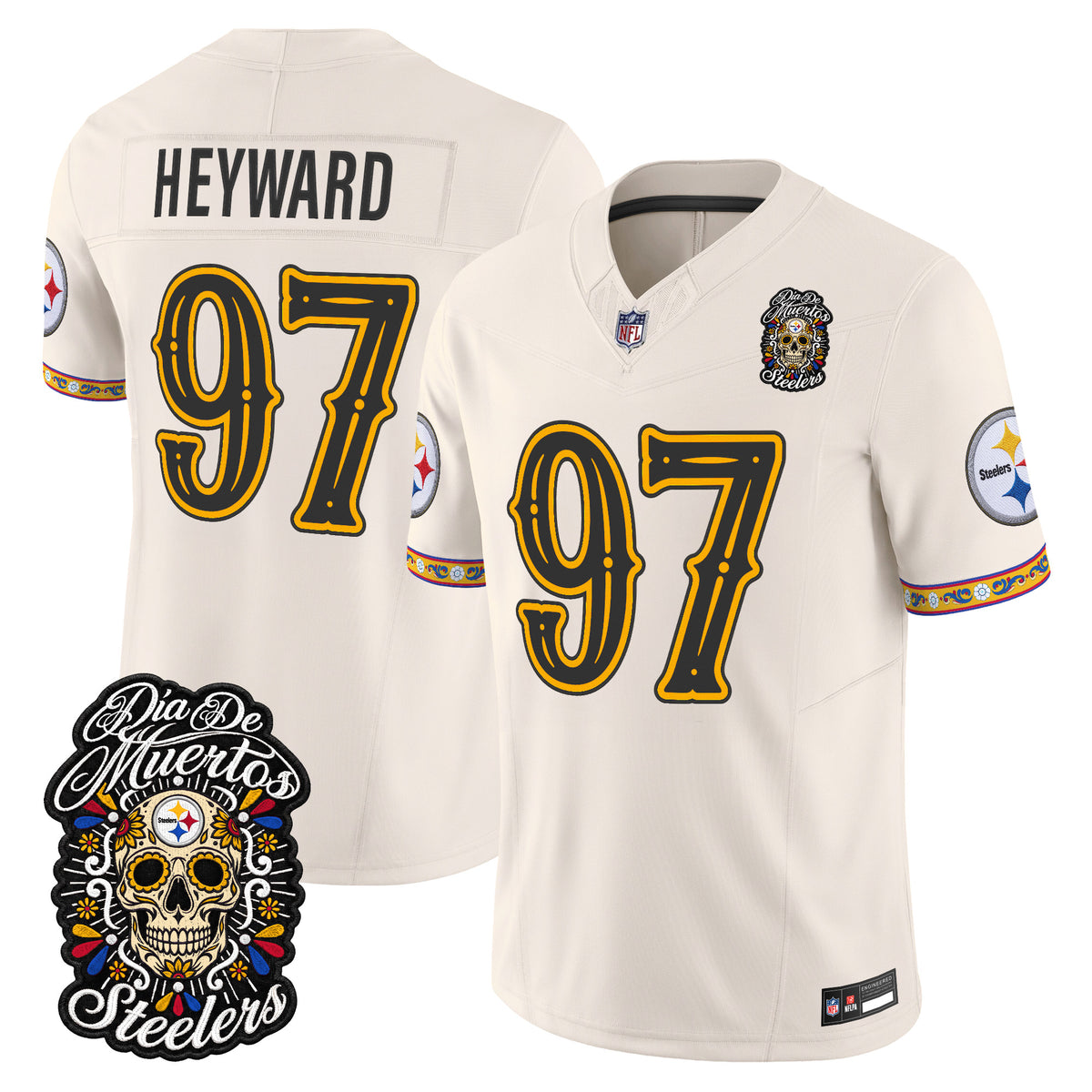  Pittsburgh Steelers Día de los Muertos Vapor Limited Jersey - Stitched