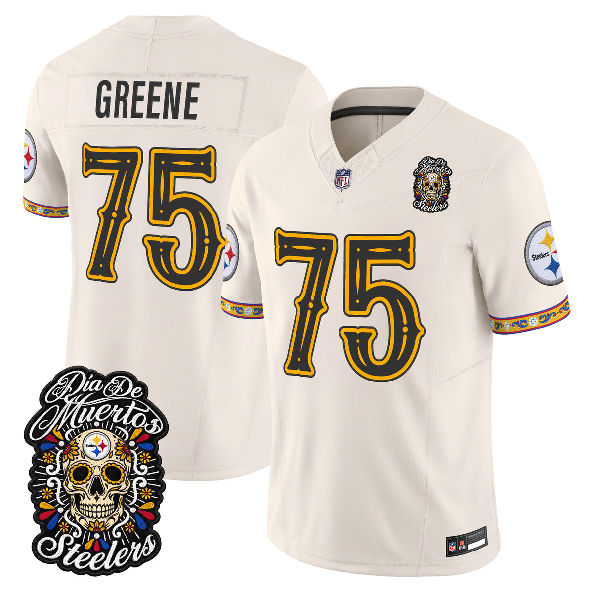  Pittsburgh Steelers Día de los Muertos Vapor Limited Jersey - Stitched