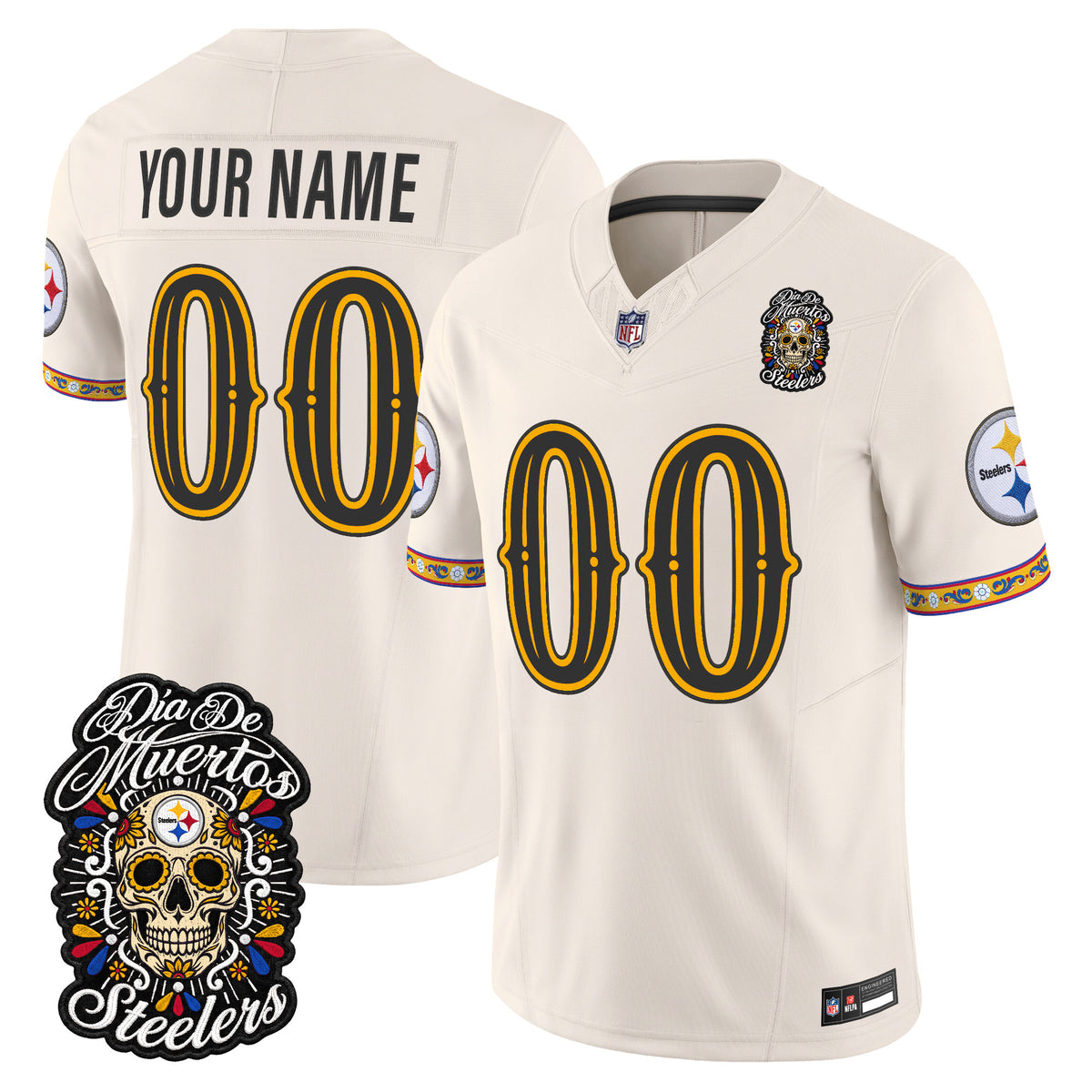 Pittsburgh Steelers Día de los Muertos Vapor Limited Custom Jersey - Stitched