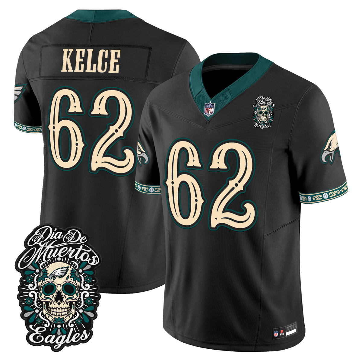  Philadelphia Eagles Día de los Muertos Vapor Limited Jersey - Stitched