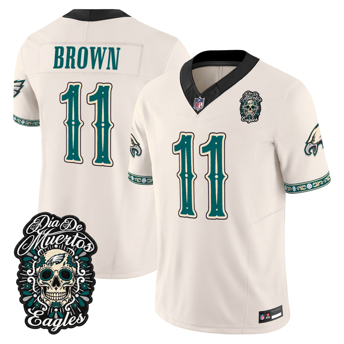 Philadelphia Eagles Día de los Muertos Vapor Limited Jersey - Stitched
