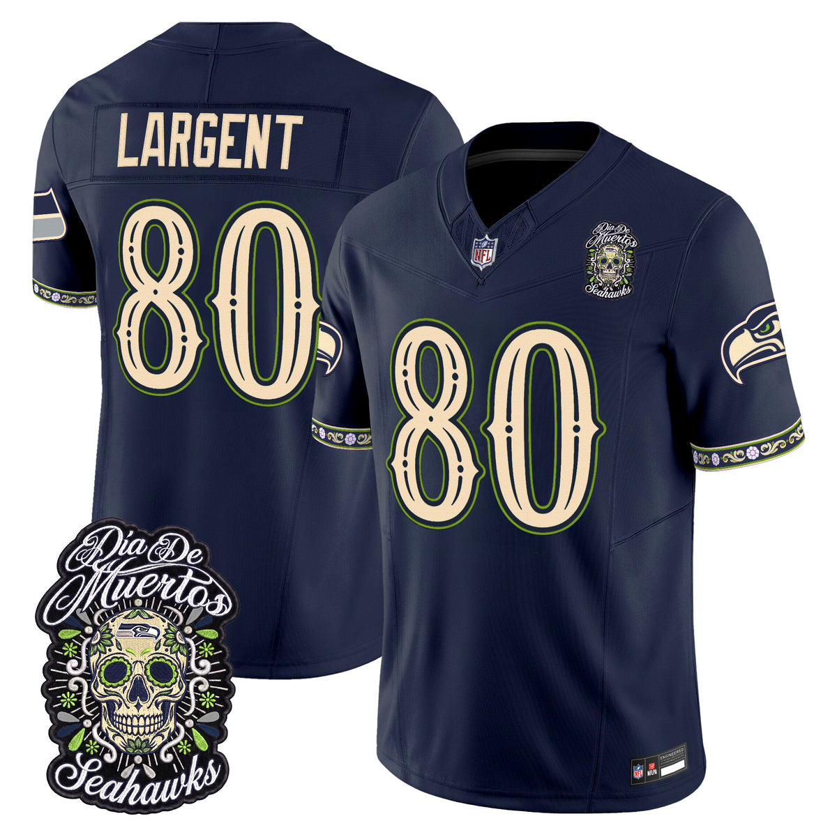  Seattle Seahawks Día de los Muertos Vapor Limited Jersey - Stitched