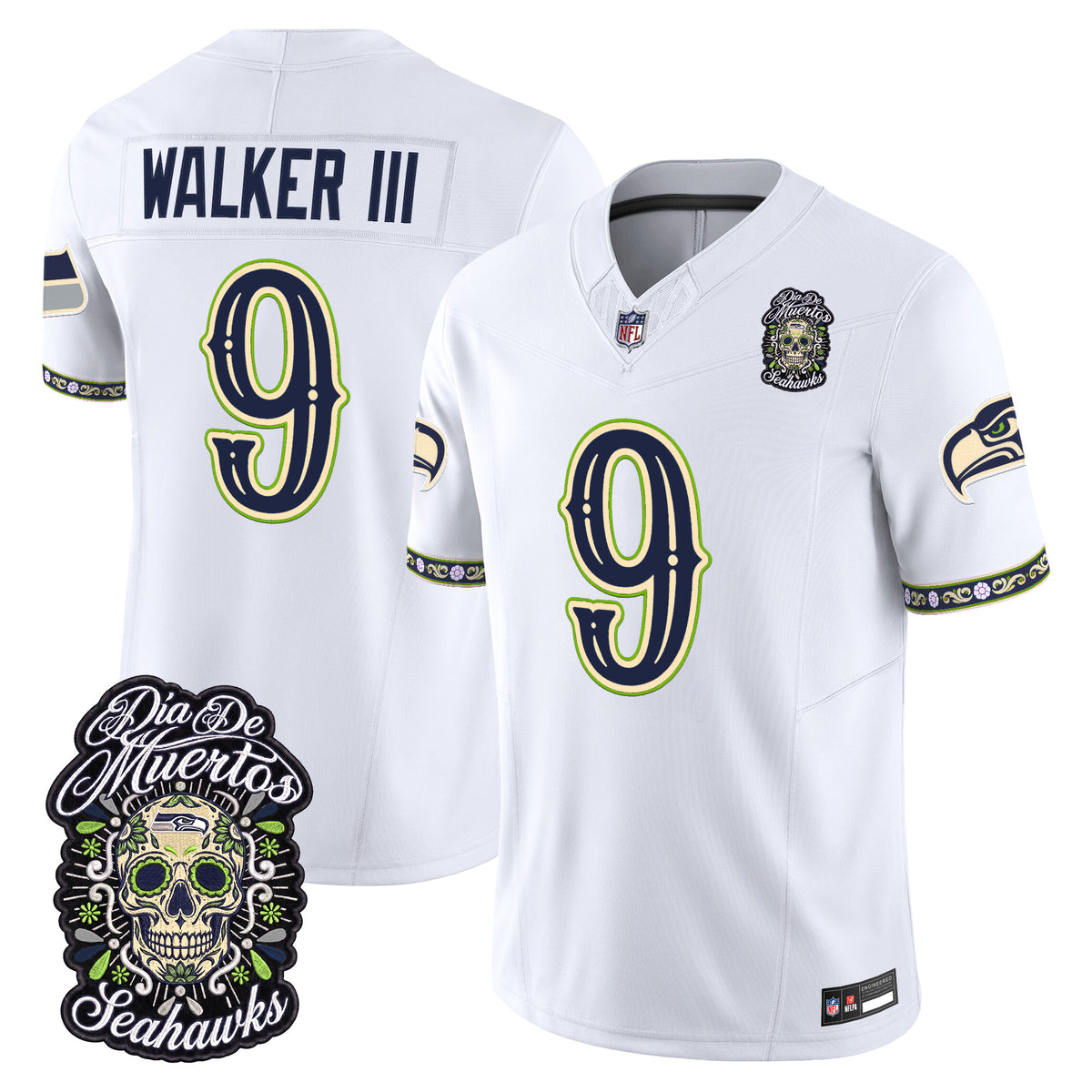  Seattle Seahawks Día de los Muertos Vapor Limited Jersey - Stitched