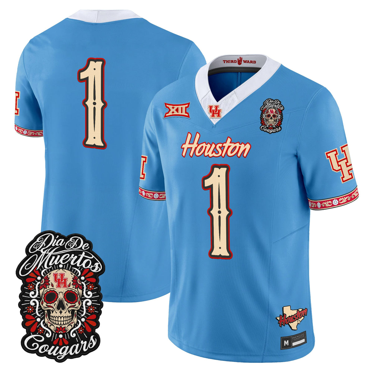 Men's Houston Cougars Día de los Muertos Vapor Limited Jersey - All Stitched