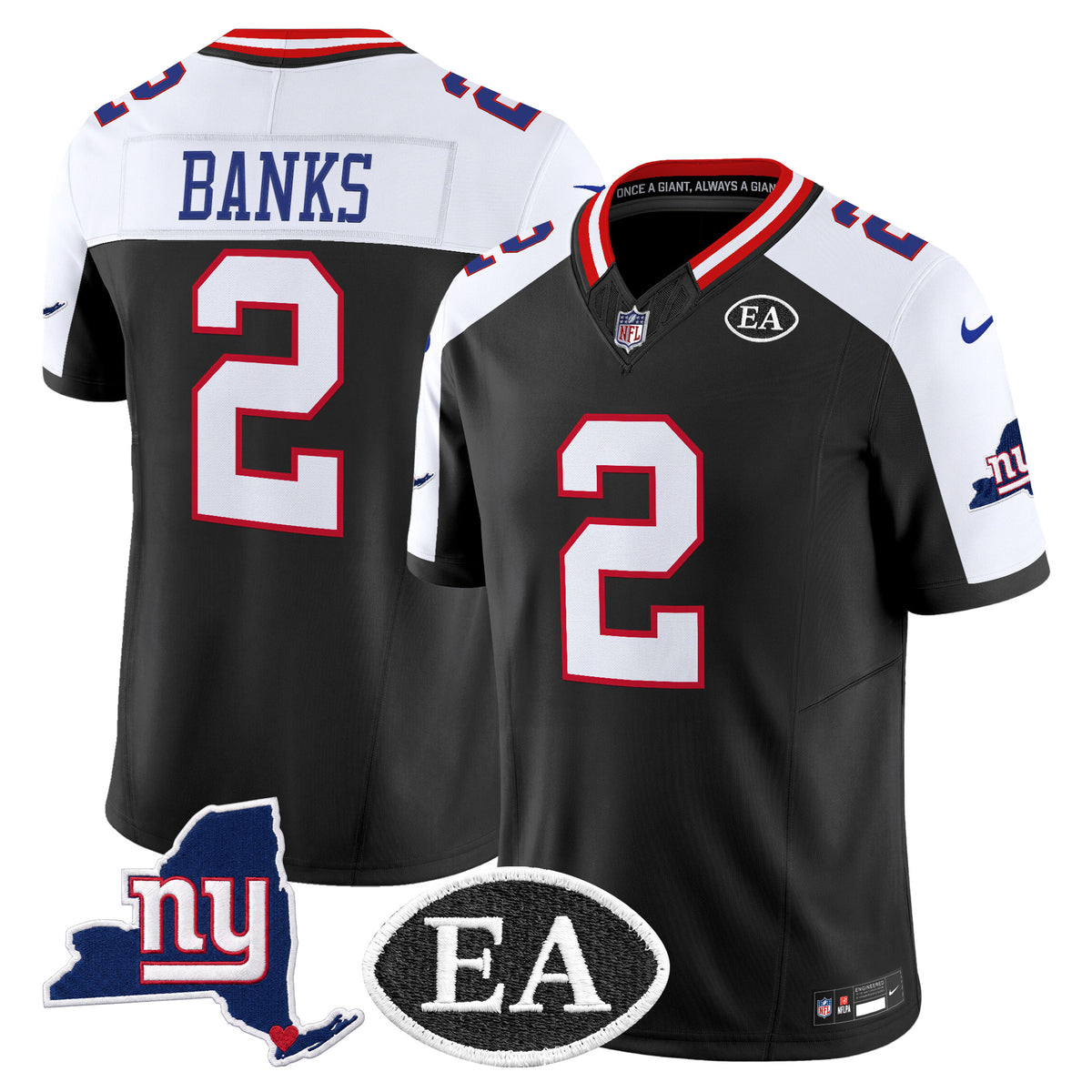 Men's New York Giants Ernie Accorsi Memorial & State Patch Vapor Limited Jersey - All Stitched