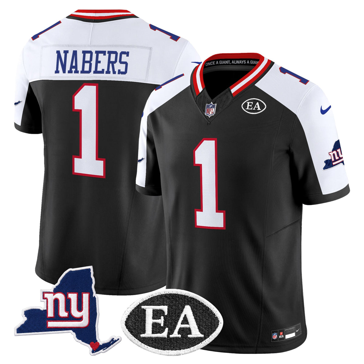 Men's New York Giants Ernie Accorsi Memorial & State Patch Vapor Limited Jersey - All Stitched