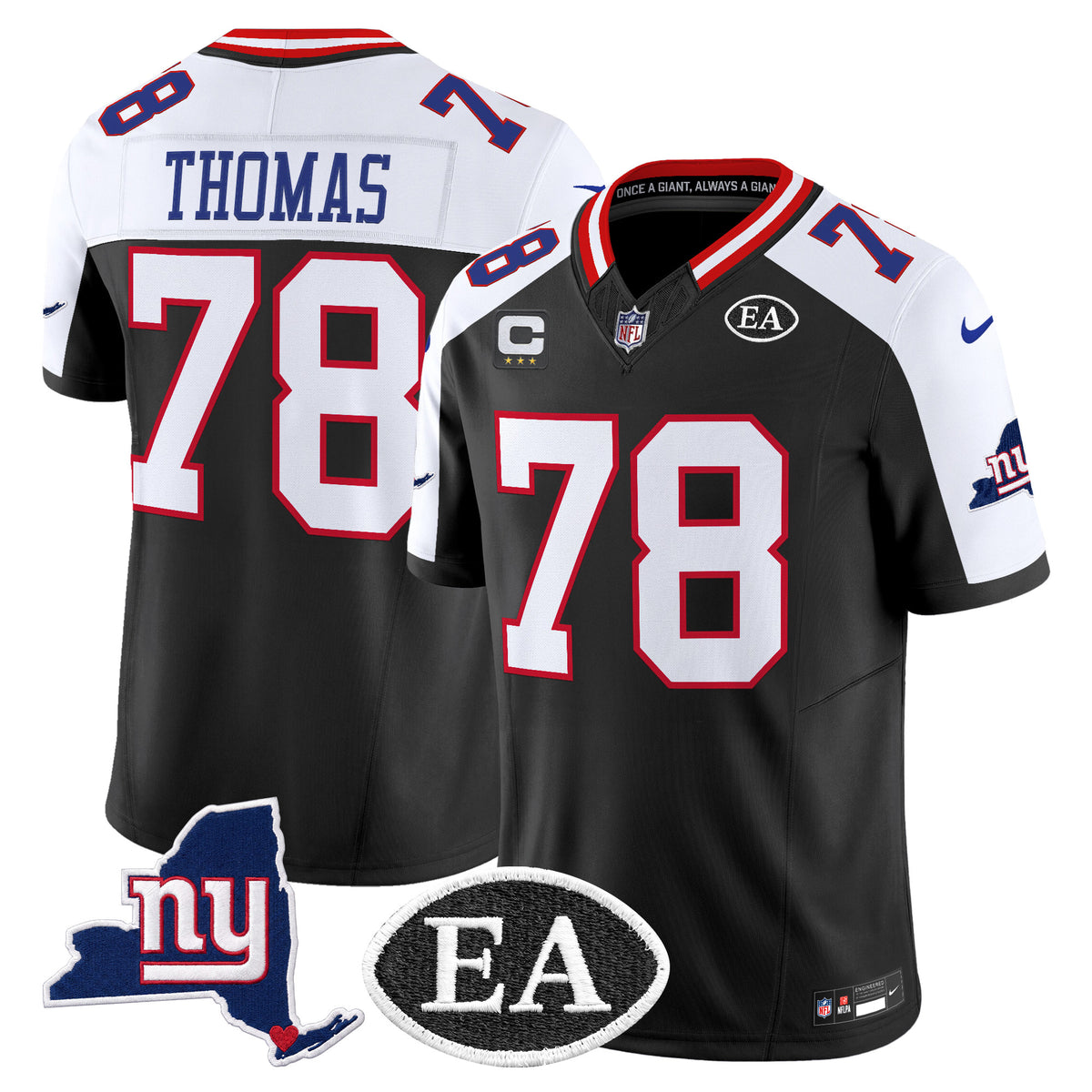 Men's New York Giants Ernie Accorsi Memorial & State Patch Vapor Limited Jersey - All Stitched
