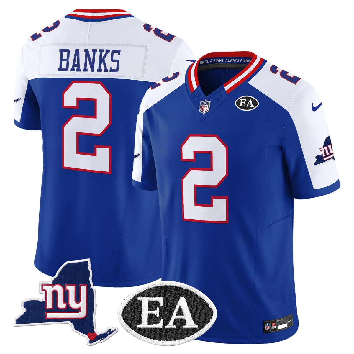 Men's New York Giants Ernie Accorsi Memorial & State Patch Vapor Limited Jersey - All Stitched