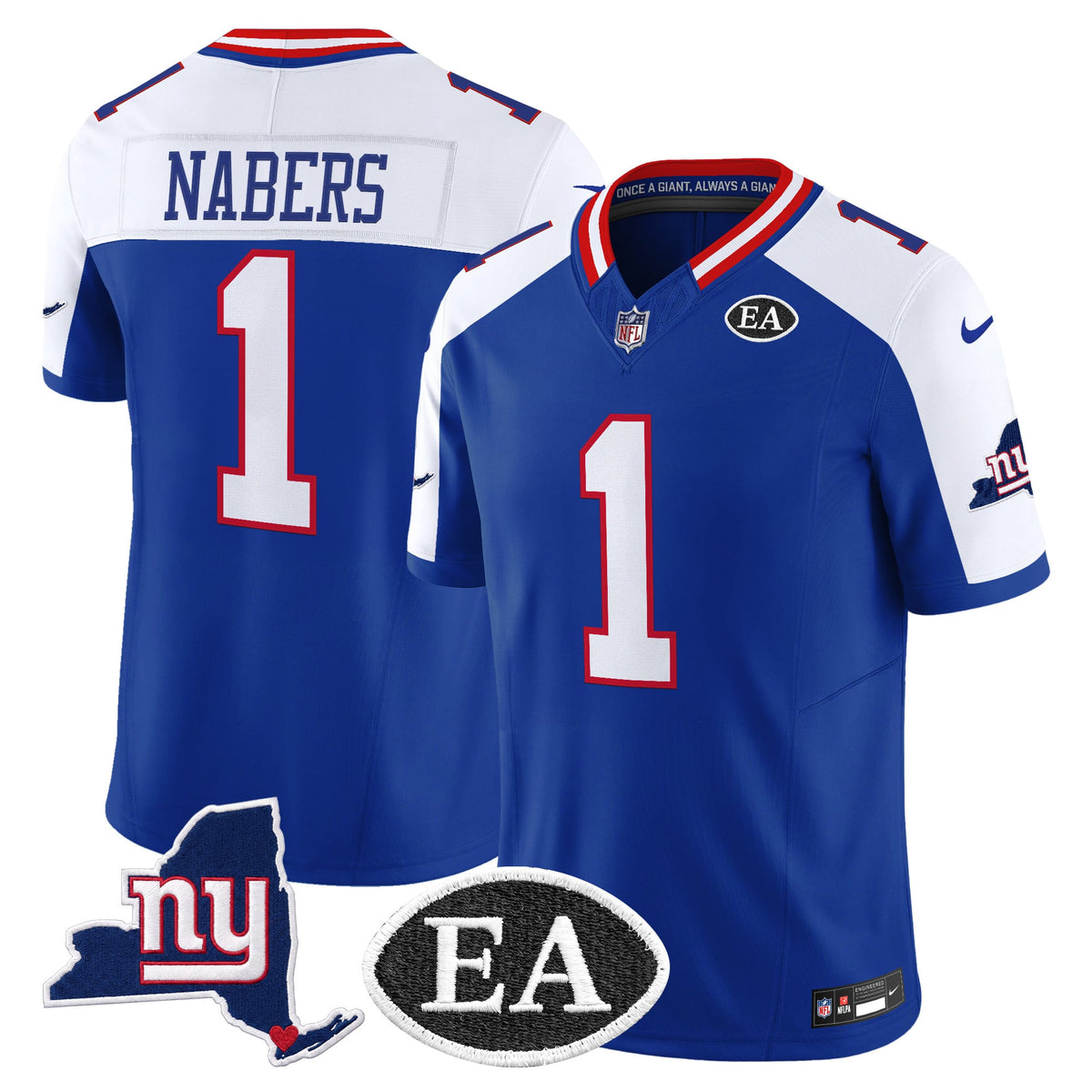 Men's New York Giants Ernie Accorsi Memorial & State Patch Vapor Limited Jersey - All Stitched