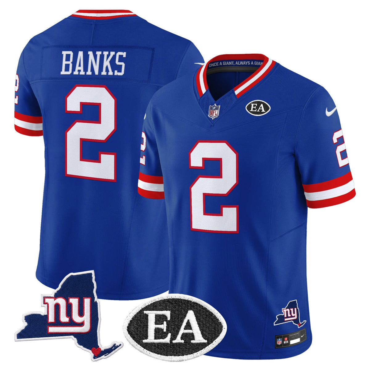 Men's New York Giants Ernie Accorsi Memorial & State Patch Vapor Limited Jersey - All Stitched