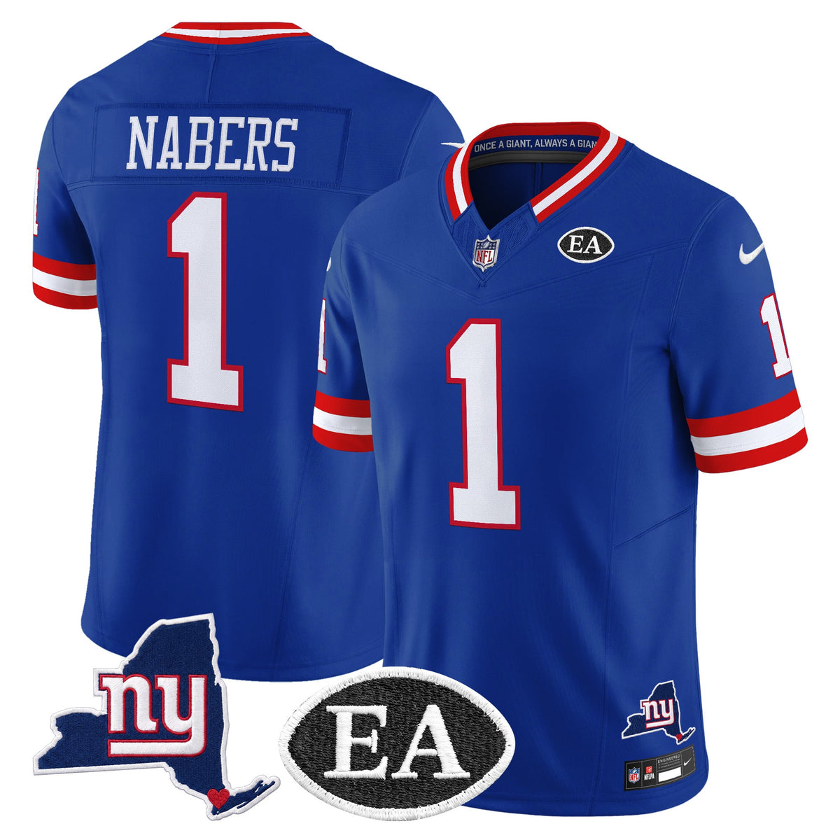 Men's New York Giants Ernie Accorsi Memorial & State Patch Vapor Limited Jersey - All Stitched