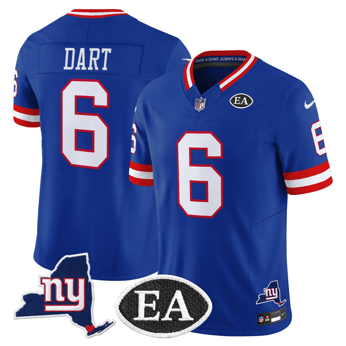 Men's New York Giants Ernie Accorsi Memorial & State Patch Vapor Limited Jersey - All Stitched