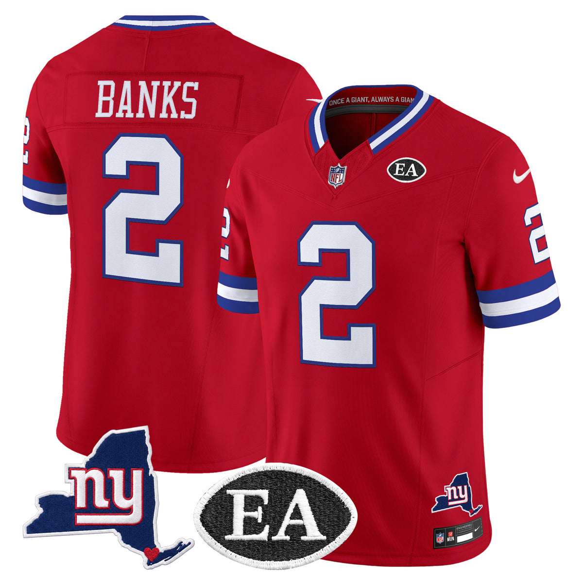 Men's New York Giants Ernie Accorsi Memorial & State Patch Vapor Limited Jersey - All Stitched