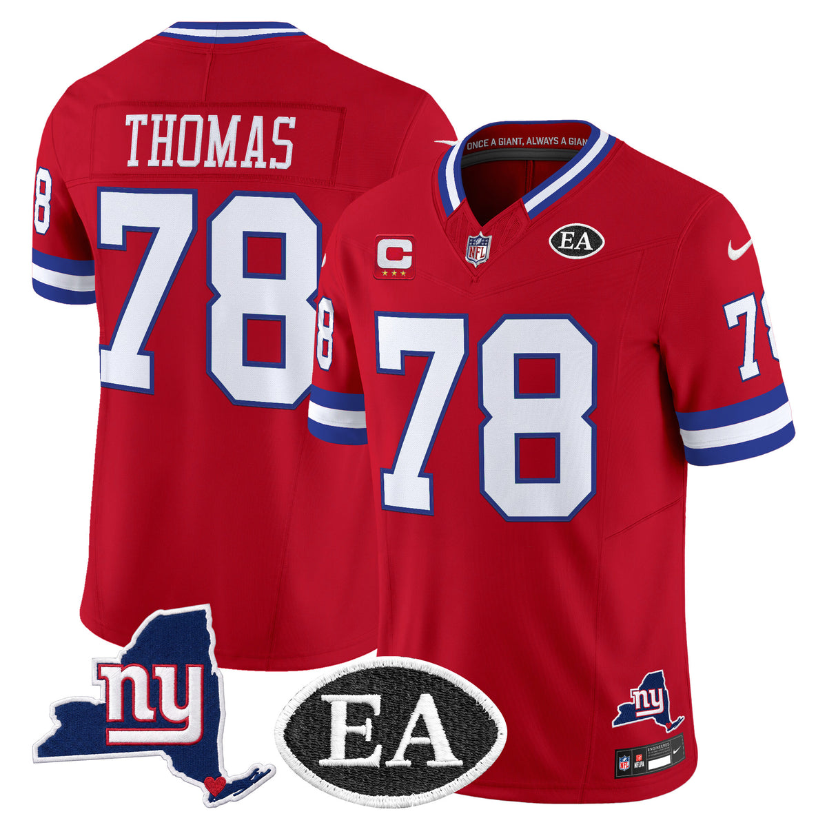 Men's New York Giants Ernie Accorsi Memorial & State Patch Vapor Limited Jersey - All Stitched