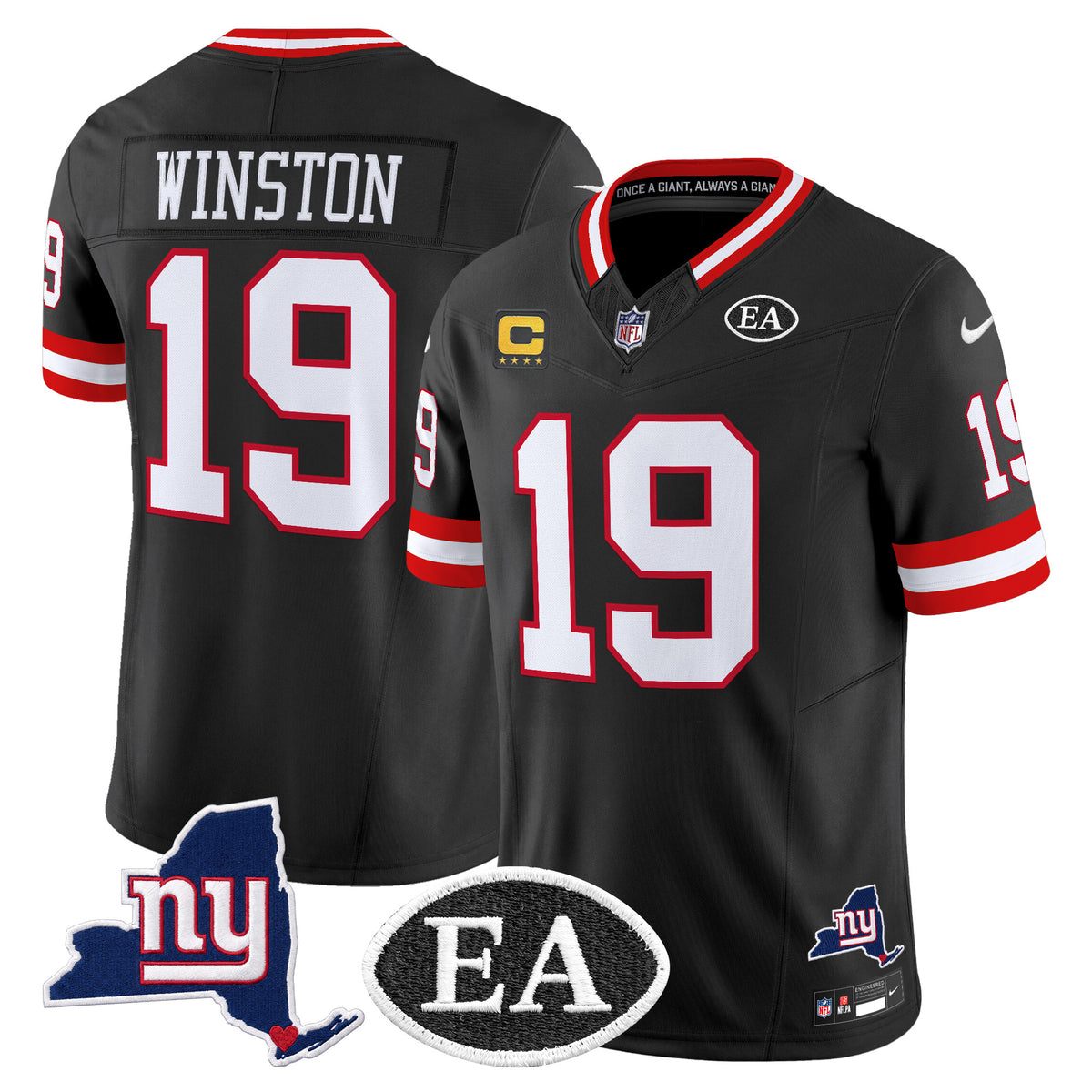 Men's New York Giants Ernie Accorsi Memorial & State Patch Vapor Limited Jersey - All Stitched