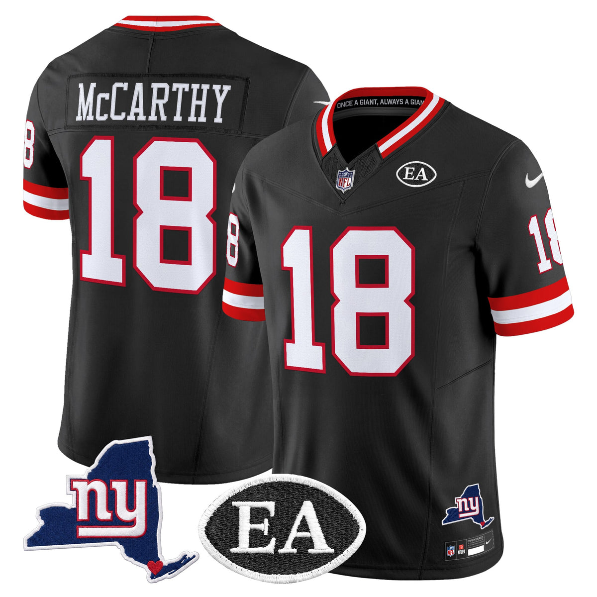 Men's New York Giants Ernie Accorsi Memorial & State Patch Vapor Limited Jersey - All Stitched