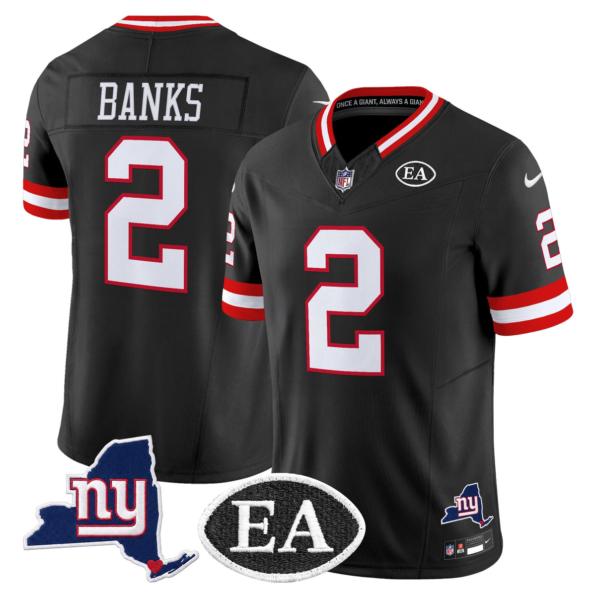 Men's New York Giants Ernie Accorsi Memorial & State Patch Vapor Limited Jersey - All Stitched