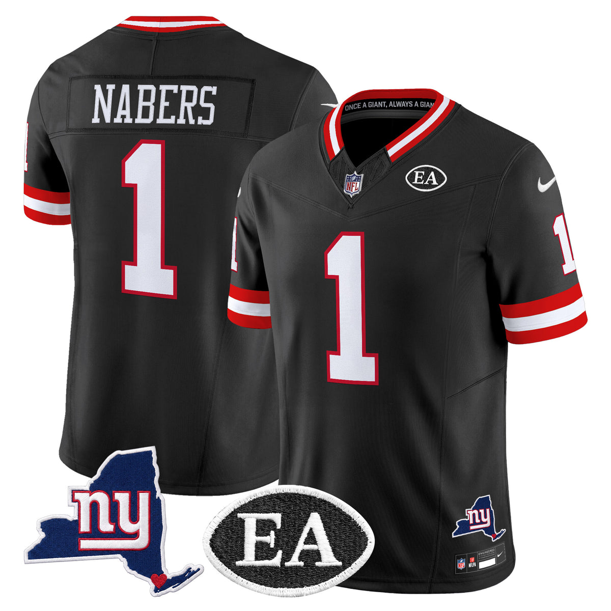 Men's New York Giants Ernie Accorsi Memorial & State Patch Vapor Limited Jersey - All Stitched