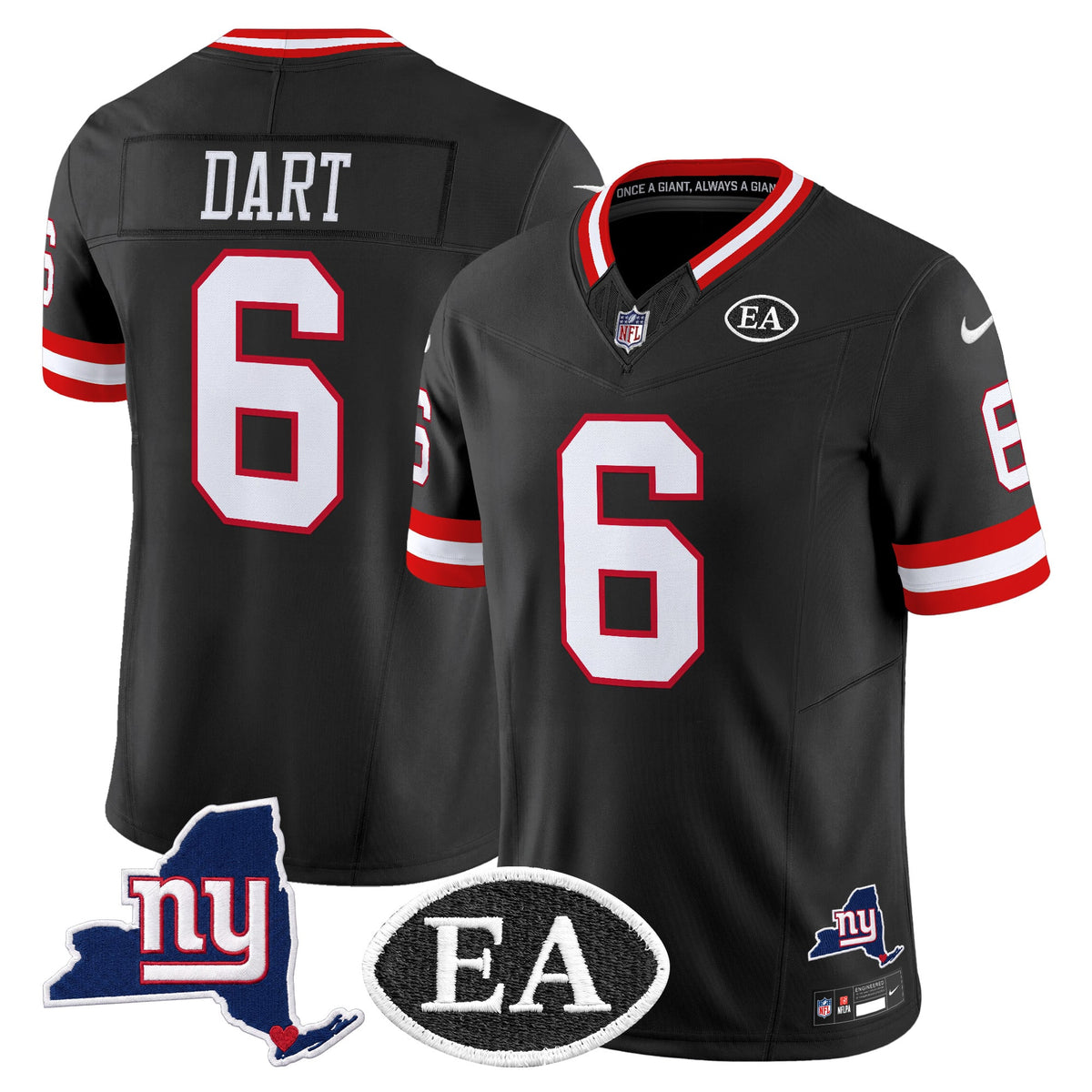 Men's New York Giants Ernie Accorsi Memorial & State Patch Vapor Limited Jersey - All Stitched