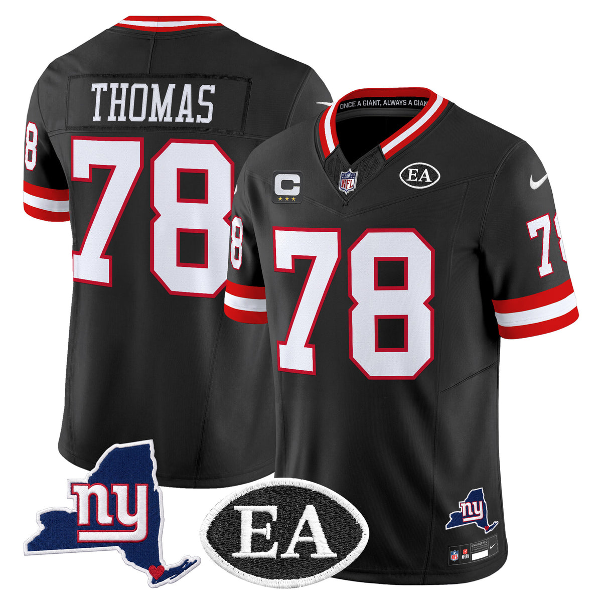 Men's New York Giants Ernie Accorsi Memorial & State Patch Vapor Limited Jersey - All Stitched