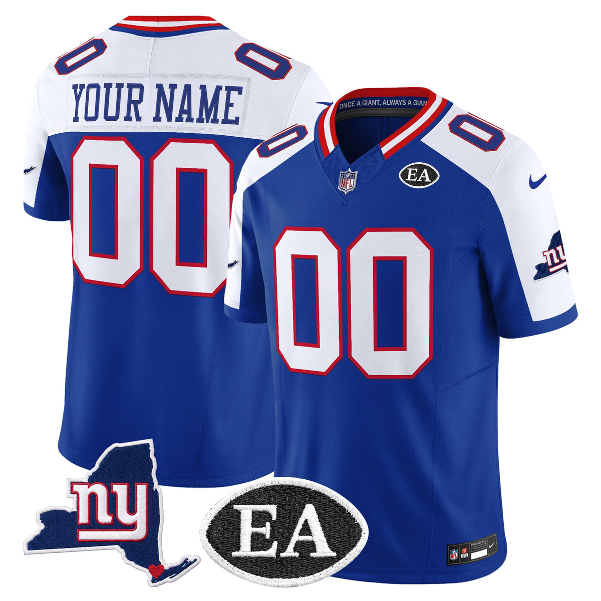 New York Giants Ernie Accorsi Memorial & State Patch Vapor Limited Custom Jersey - All Stitched