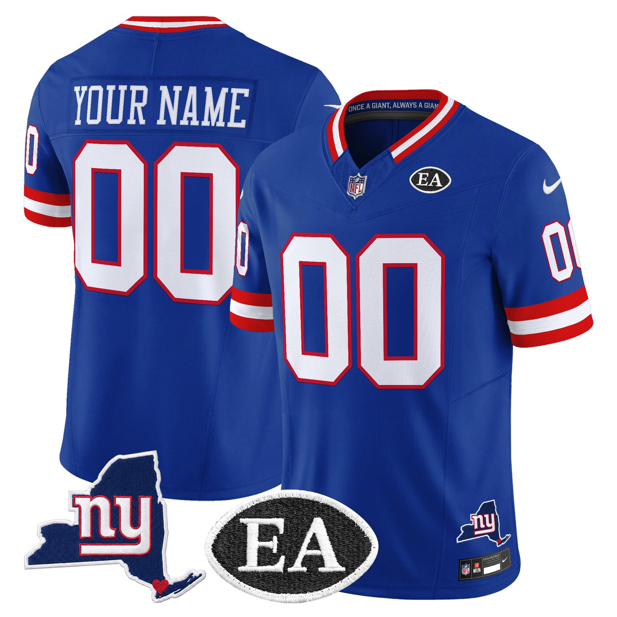 New York Giants Ernie Accorsi Memorial & State Patch Vapor Limited Custom Jersey - All Stitched