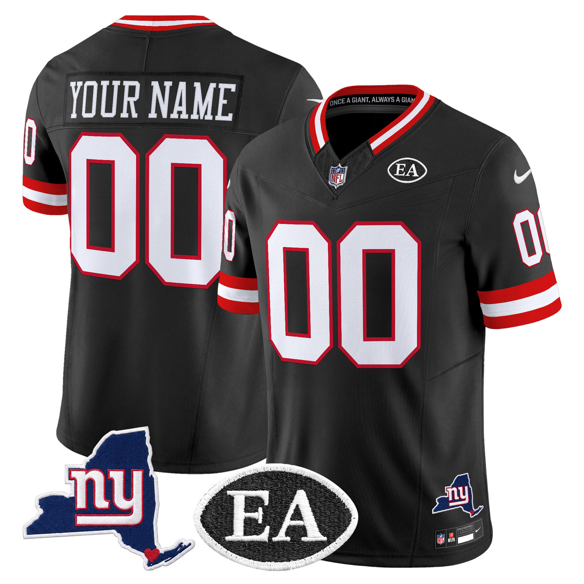 New York Giants Ernie Accorsi Memorial & State Patch Vapor Limited Custom Jersey - All Stitched