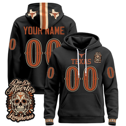Texas Longhorns Día de los Muertos Premium Custom Fleece Hoodie - Printed 