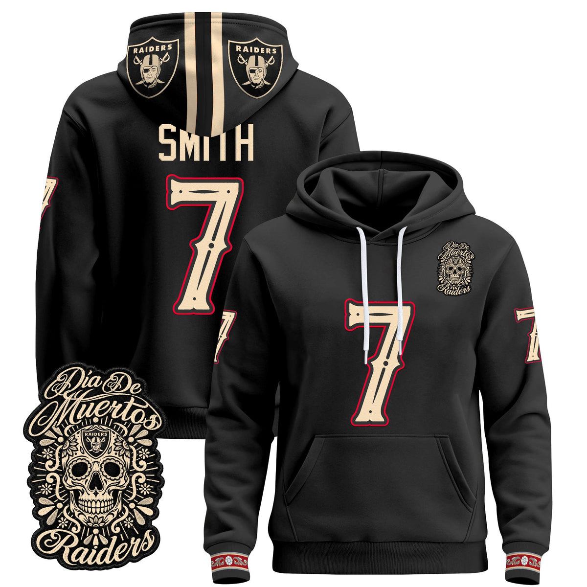  Las Vegas Raiders Día de los Muertos Premium Fleece Hoodie - Printed 