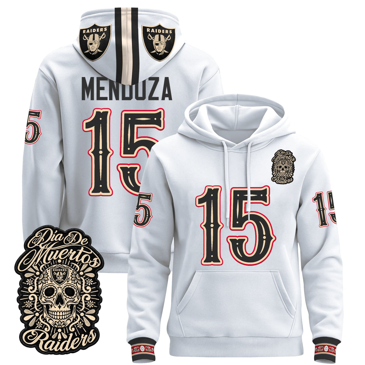  Las Vegas Raiders Día de los Muertos Premium Fleece Hoodie - Printed 