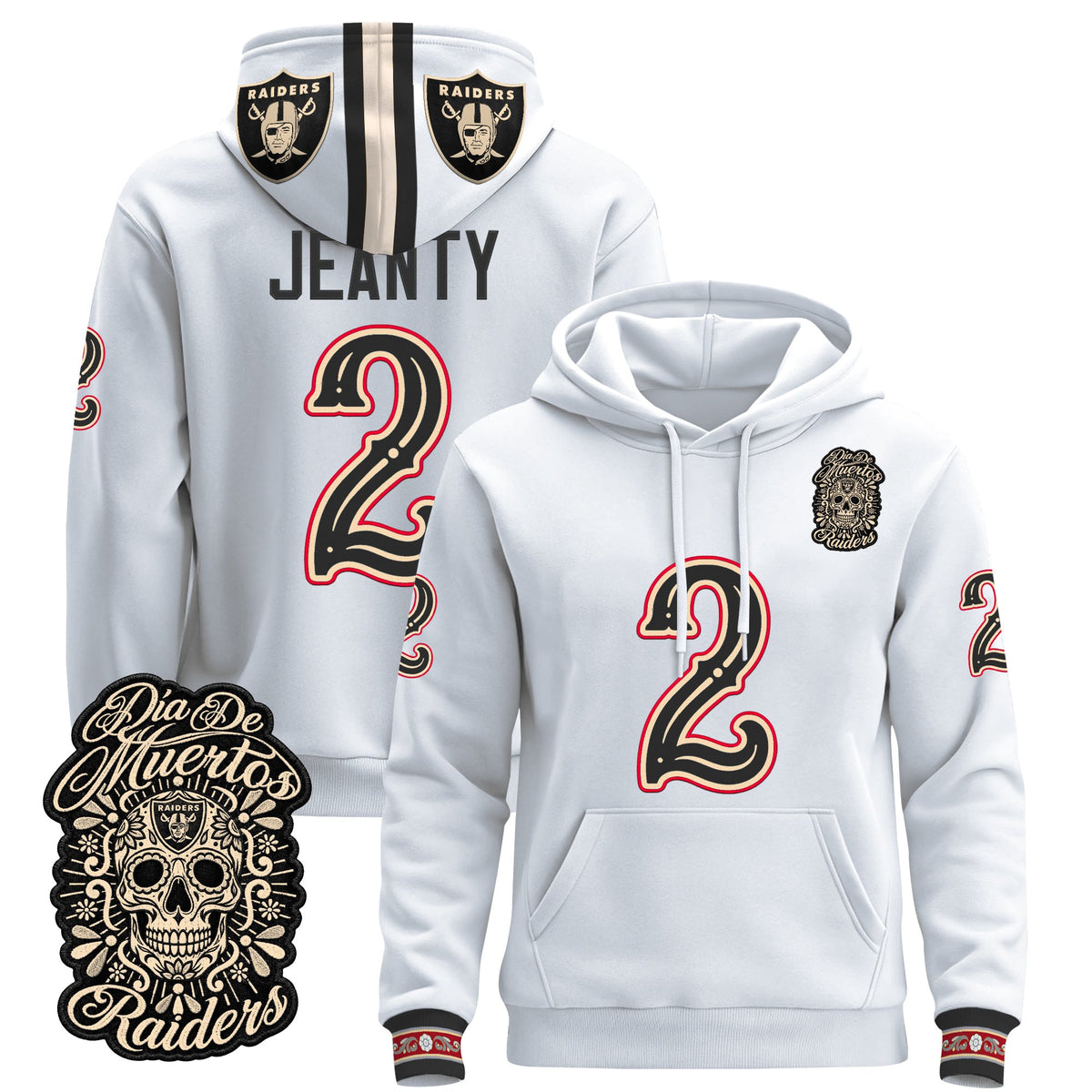  Las Vegas Raiders Día de los Muertos Premium Fleece Hoodie - Printed 