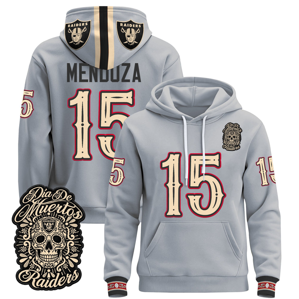  Las Vegas Raiders Día de los Muertos Premium Fleece Hoodie - Printed 