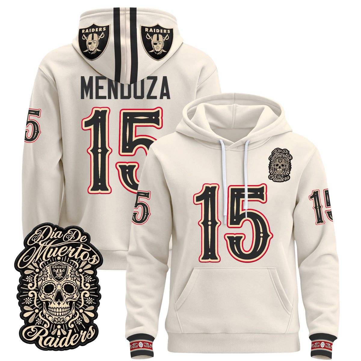  Las Vegas Raiders Día de los Muertos Premium Fleece Hoodie - Printed 