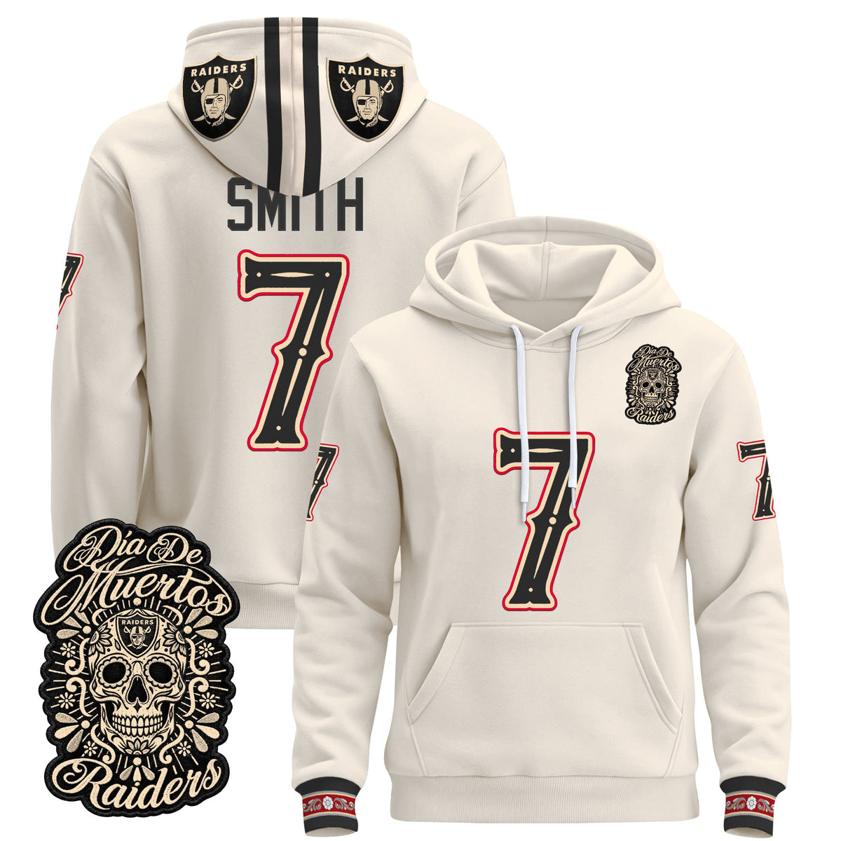  Las Vegas Raiders Día de los Muertos Premium Fleece Hoodie - Printed 