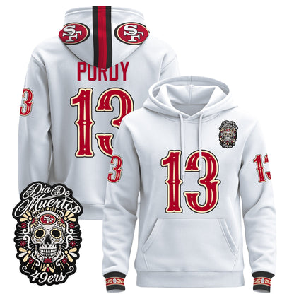  San Francisco 49ers Día de los Muertos Premium Fleece Hoodie - Printed 