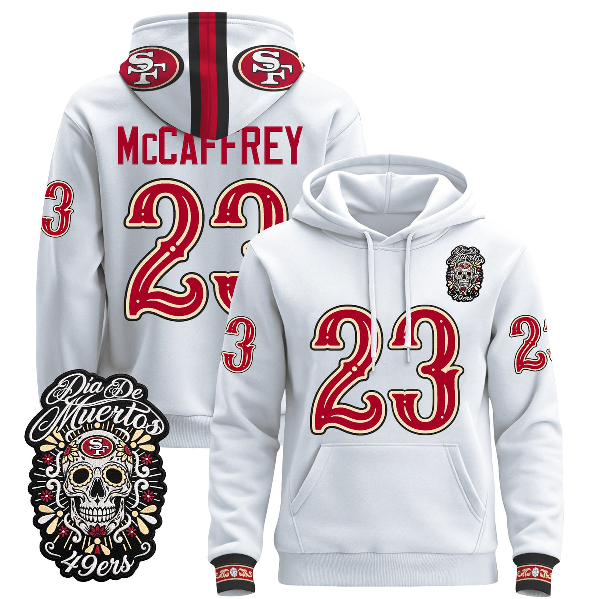  San Francisco 49ers Día de los Muertos Premium Fleece Hoodie - Printed 