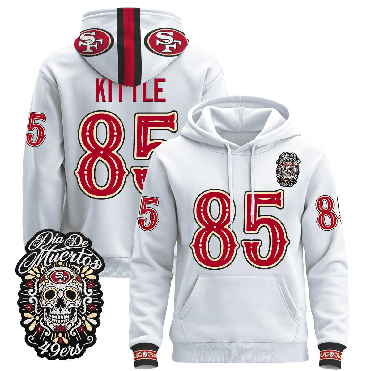  San Francisco 49ers Día de los Muertos Premium Fleece Hoodie - Printed 