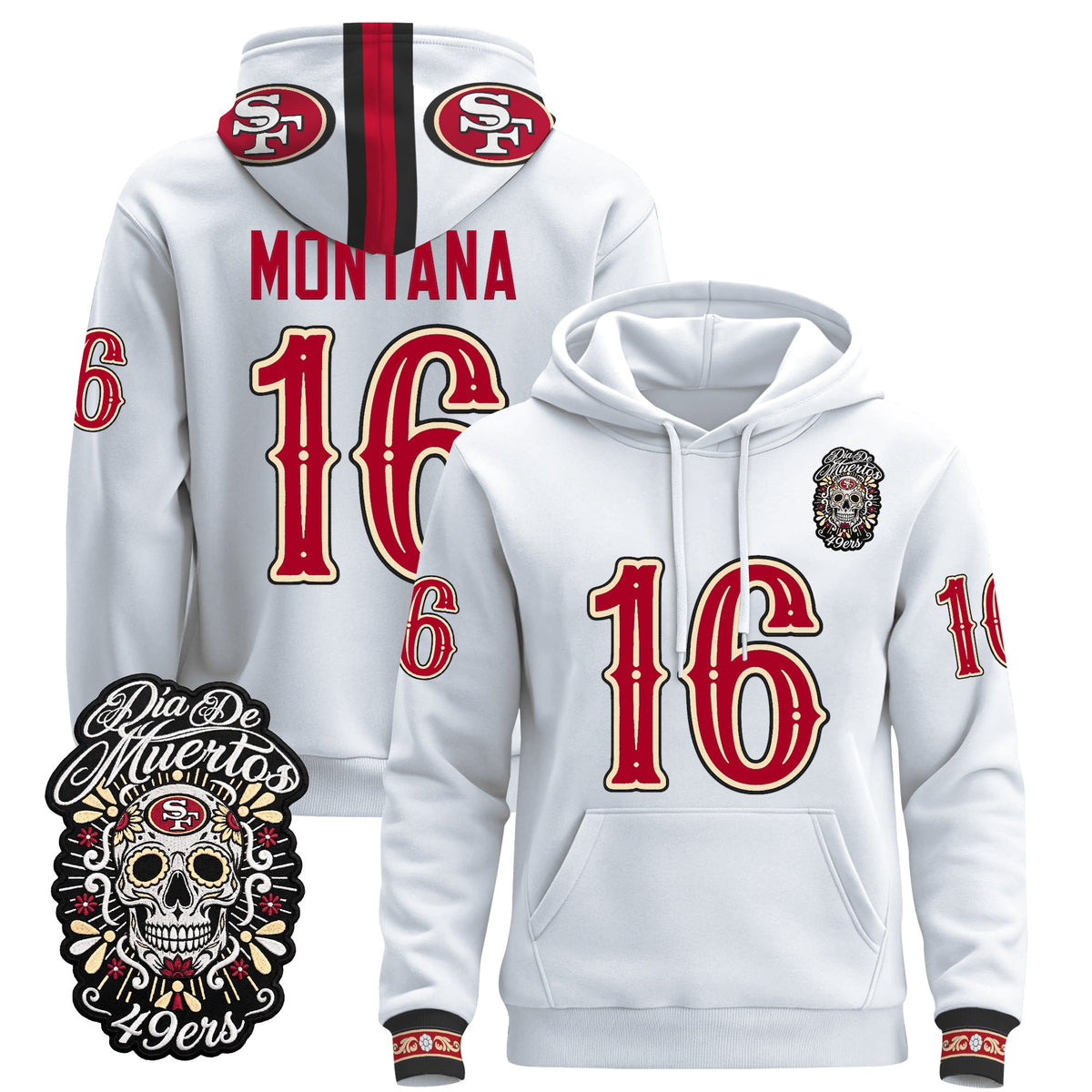  San Francisco 49ers Día de los Muertos Premium Fleece Hoodie - Printed 
