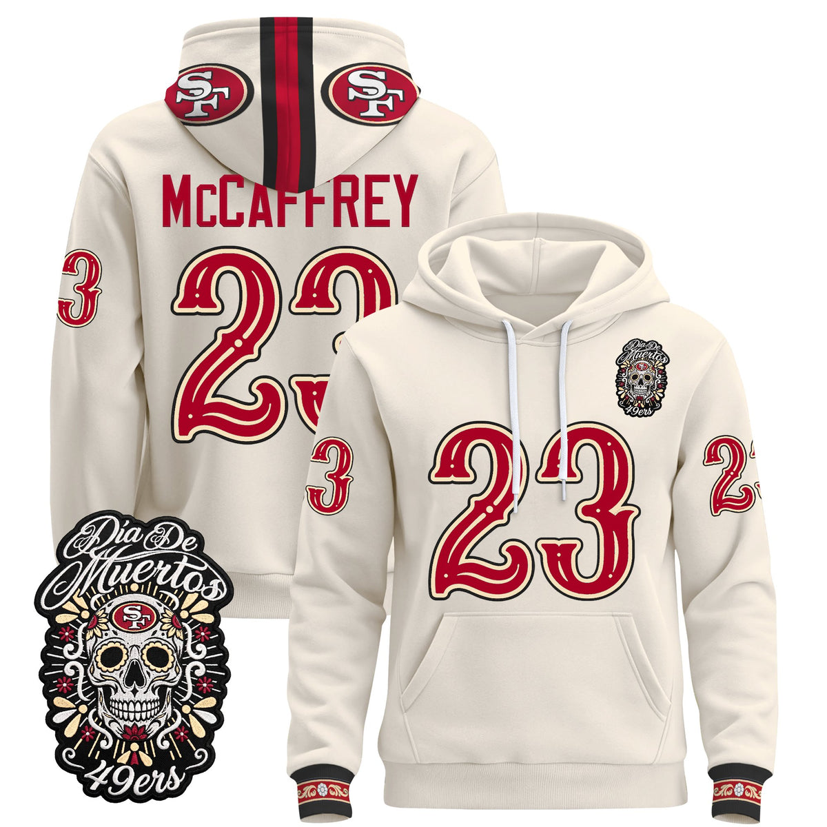  San Francisco 49ers Día de los Muertos Premium Fleece Hoodie - Printed 