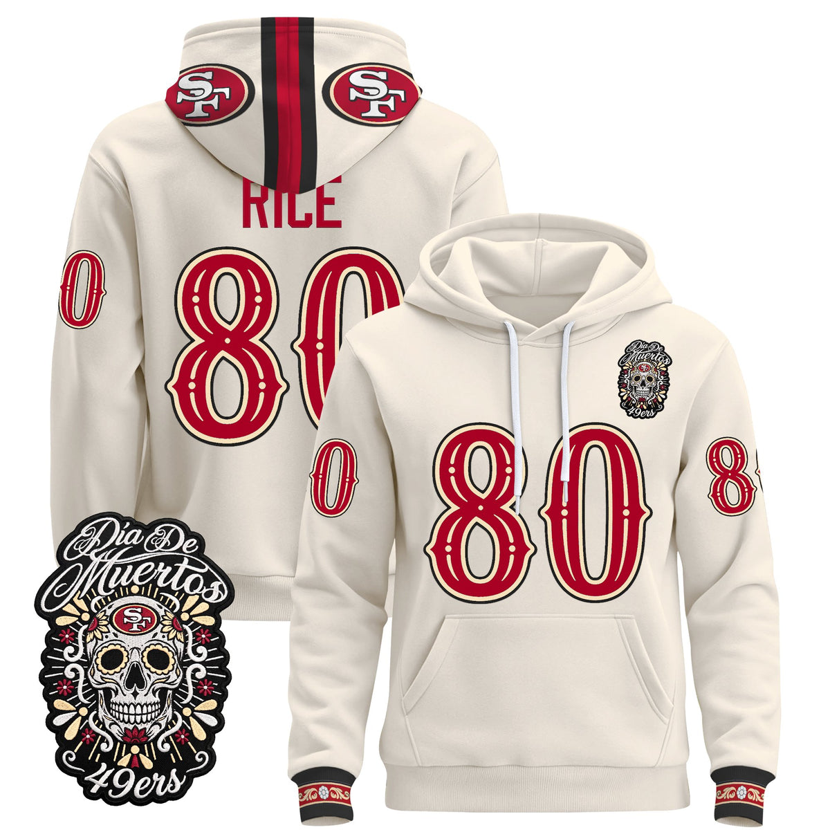  San Francisco 49ers Día de los Muertos Premium Fleece Hoodie - Printed 