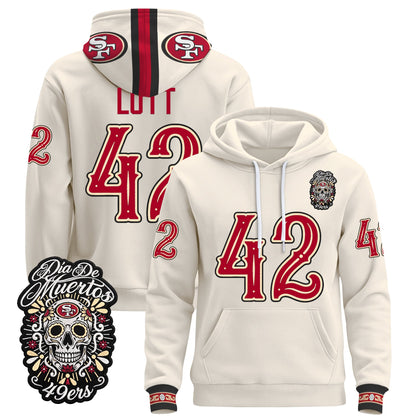  San Francisco 49ers Día de los Muertos Premium Fleece Hoodie - Printed 