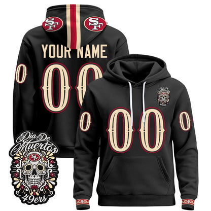 San Francisco 49ers Día de los Muertos Premium Custom Fleece Hoodie - Printed 