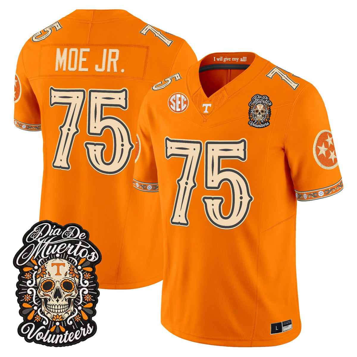  Tennessee Volunteers Día de los Muertos Vapor Limited Jersey - Stitched