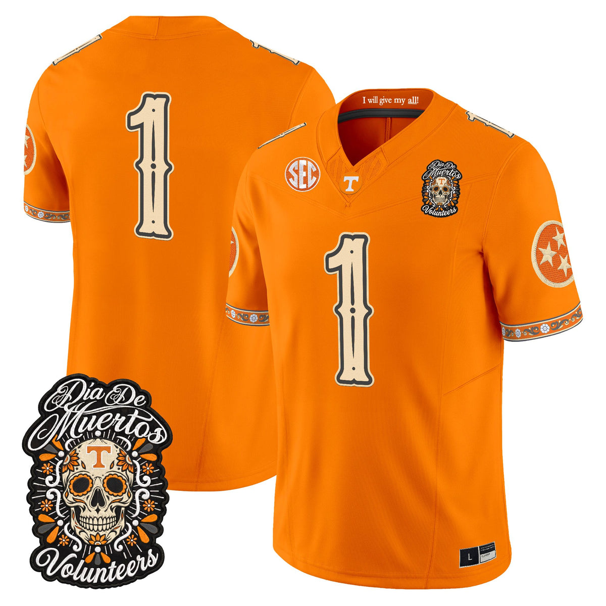  Tennessee Volunteers Día de los Muertos Vapor Limited Jersey - Stitched