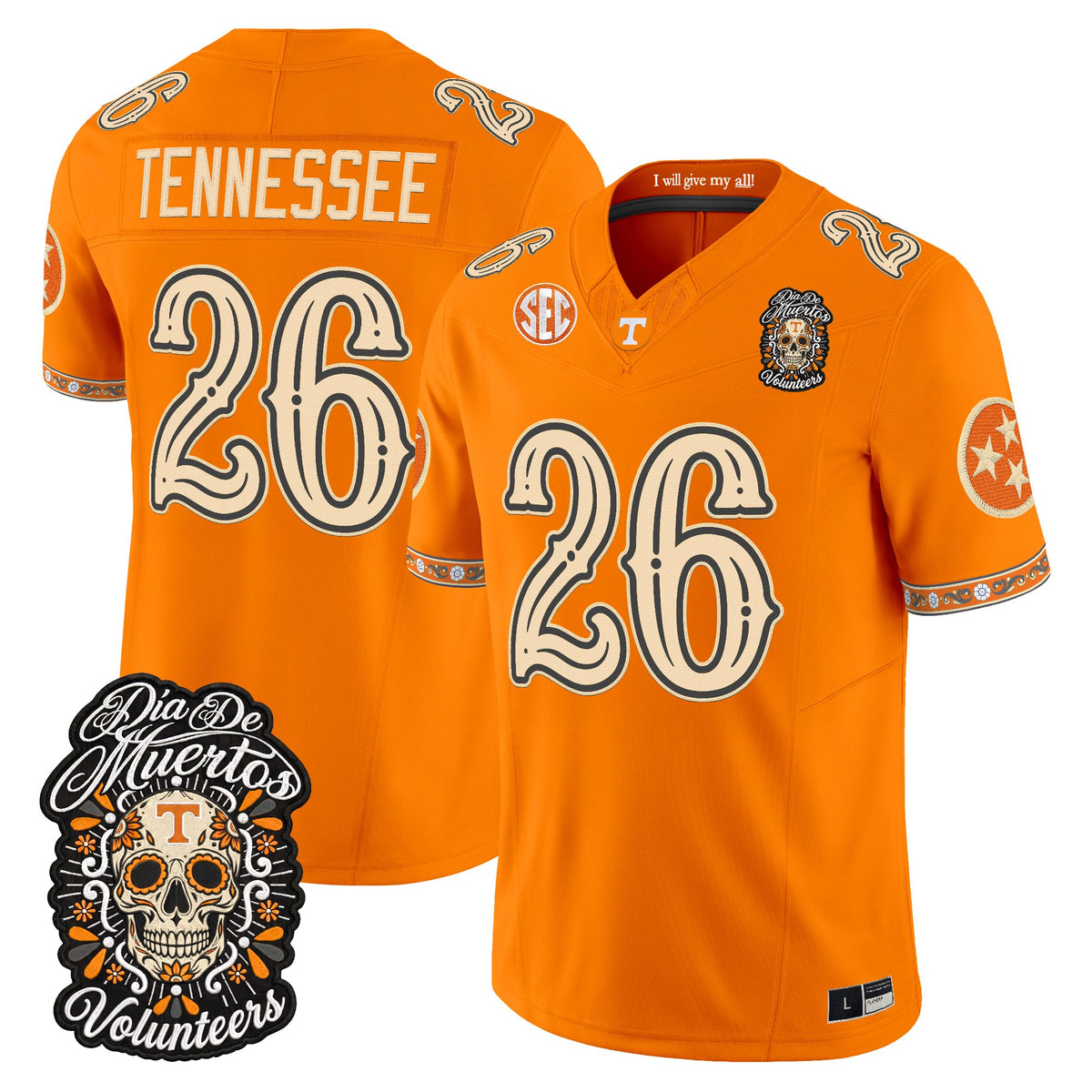  Tennessee Volunteers Día de los Muertos Vapor Limited Jersey - Stitched