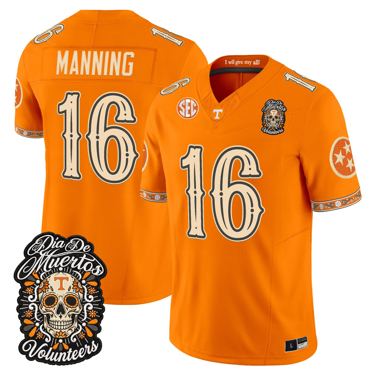  Tennessee Volunteers Día de los Muertos Vapor Limited Jersey - Stitched